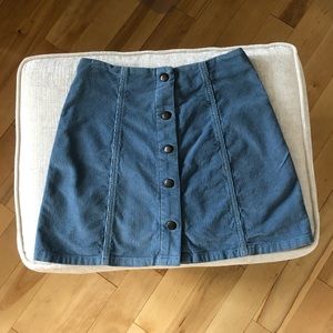Topshop Blue Corduroy Mini Skirt